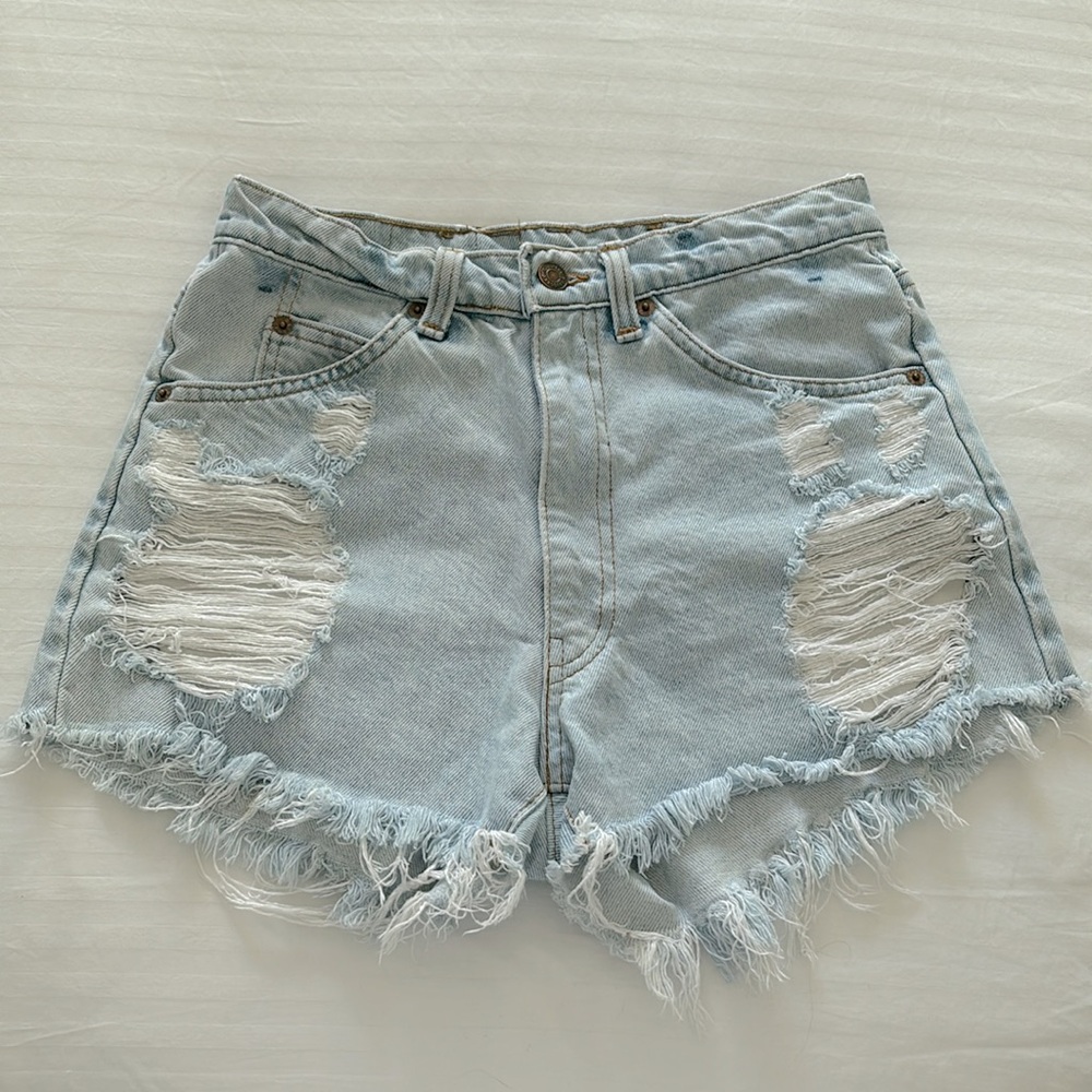 Vintage 1960’s Orange Tag Levi’s Light Wash 550 High Waisted Shorts